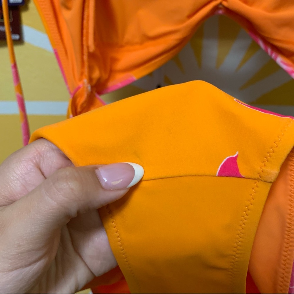 Athleta Kailua Cutout One Piece Swimsuit Orange Pink Size Small - Picture 6 of 11